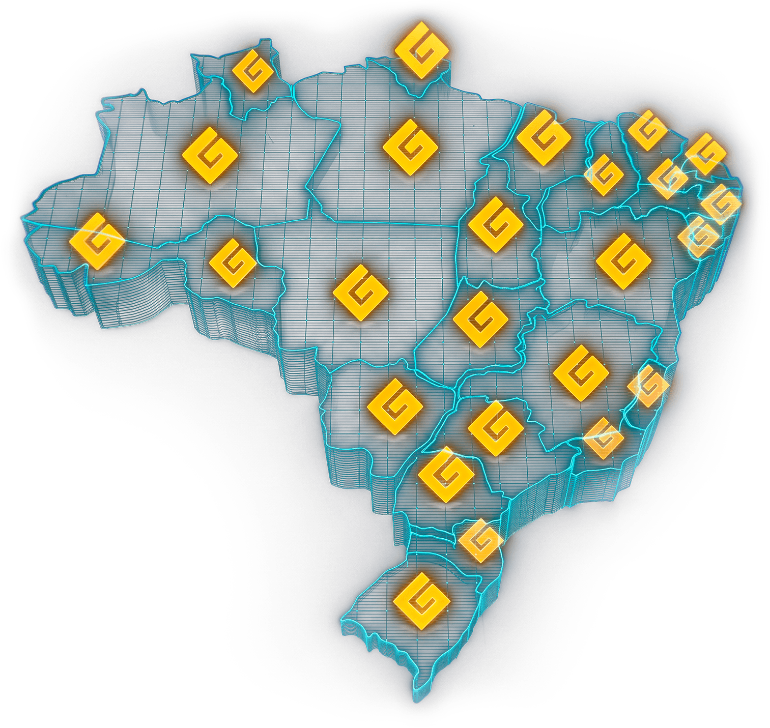 Mapa do Brasil com a GOIG presente em todos os estados